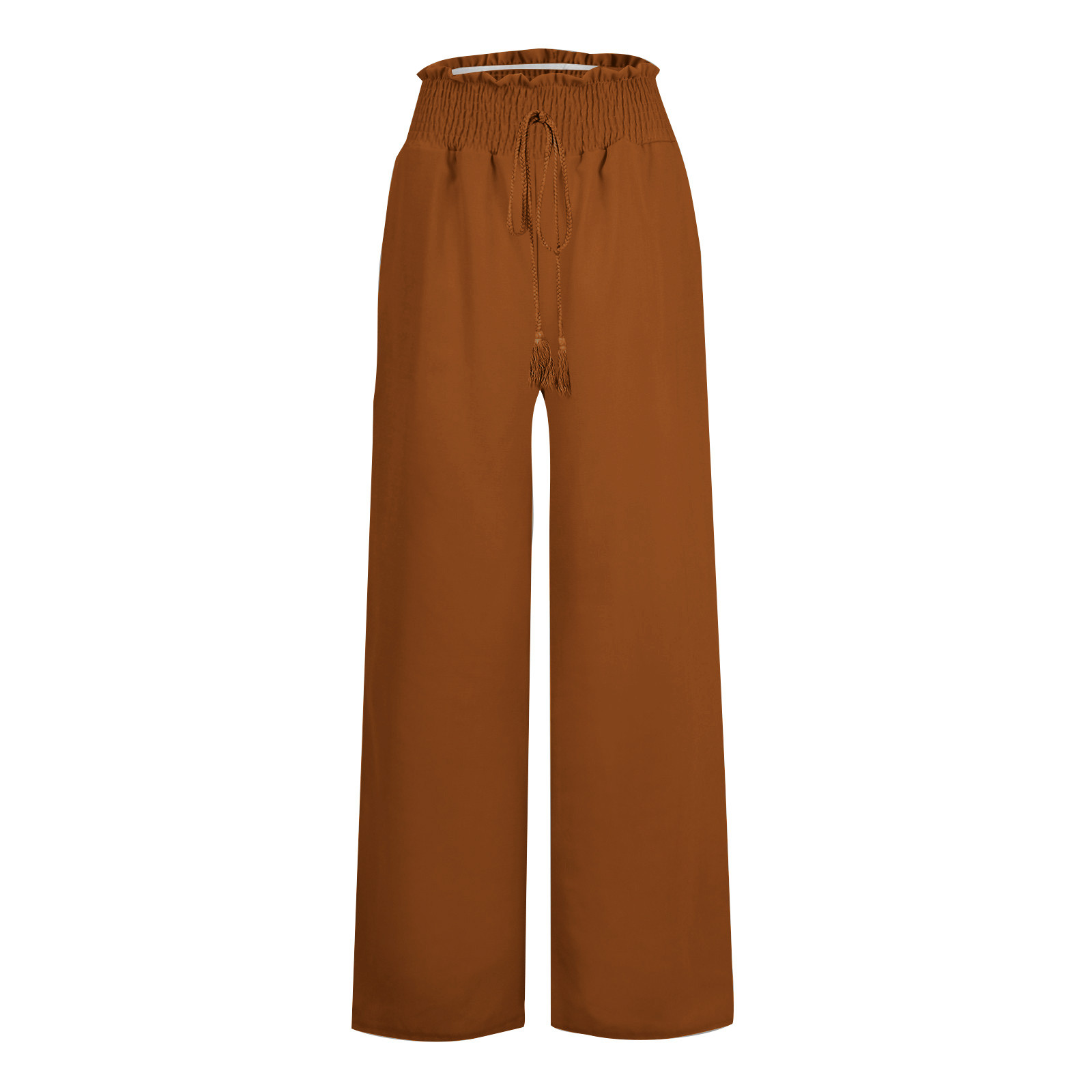 thumbnail image 4 of Pantalones palazzo anchos para mujer - Cintura elástica con cordón, poliéster ligero, ropa informal de playa, para todas las estaciones, tallas S-XXXL, cintura 60-114 cm, corte holgado, 4 of 5